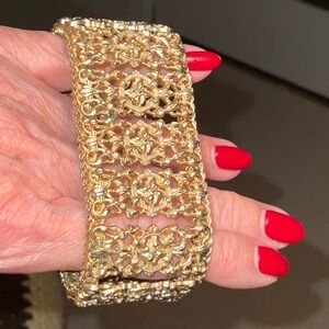 Napier Open Metalwork Gold Toned Bracelet 1950s Rare